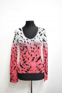 T-shirt Woman Class Roberto Horses Leopard White Pink Black Size.42