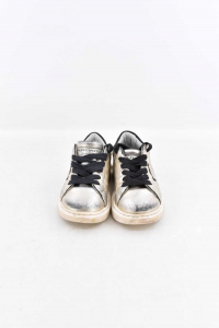 Schuhe Babymädchen Philipe Modell Größe 25 Silber Hergestellt In Italien