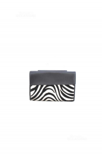 Wallet Woman Polo Club Black In Real Leather Of Horse Zebra 12x17 Cm