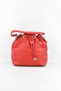 Sack Bag True Leather Made In Italy Red New With Shoulder Strap 25x15x28 Cm