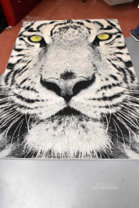 Teppich Tiger Weiß Mit Augen Gelb 157x226 Cm