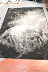 Teppich Grau Schwarz Weiß Mit Mond 157x222 Cm