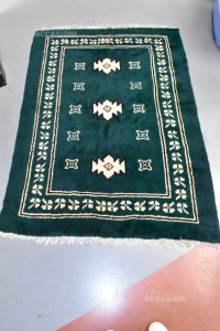 Carpet Green With Symbols White 160x113 Cm
