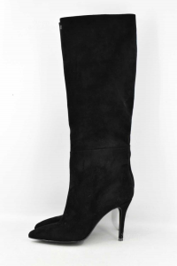 Boots Woman Black Suede Made In Italy Size 40