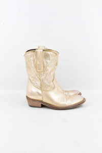 Boots Woman Made In Italy Gold Plated Size 37