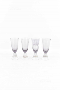 Set 4 Glasses Liqueur In Glass Vintage Purple H 12 Cm