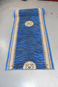 Teppich Spur Blau Zebra Größe 90x560 Cm