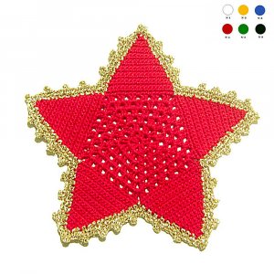 Sottobicchiere stella rosso e oro per Natale ad uncinetto 16 cm NC204 - 4 PEZZI - Handmade in Italy