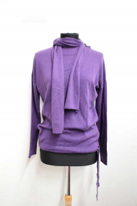 T-shirt Woman Pennyblack Purple With Scarf Size.m