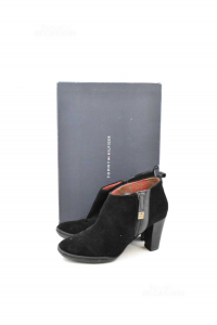 Ankle Boot Woman Tommy Hilfiger Suede Black Size.39