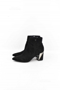 Ankle Boots Woman Laura Biagiotti Black Size 39,heel 8 Cm