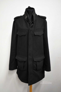 Mantel Mann Sisley Größe 50 Schwarze Wolle Gekocht
