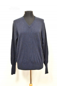 Sweater Man Cashmere Ballantyne Blue 100% Cashmere Size.48