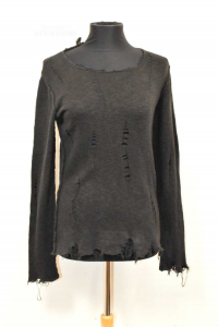 Sweater Man Imperial Black Effect Strappato Size.s