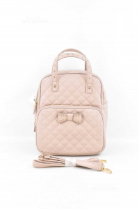 Bag Backpack Carpisa Quilted Beige With Bow 25x30 Cm