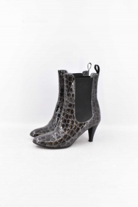 Ankle Boots Woman With Heel Effect Reptile Green Olive Size 37.5