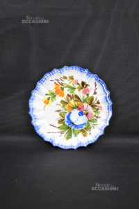 Small Plate White With Border Blue With Flowers Mixed 21 Cm