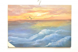 Canvas Painted Sea In Storm - Sunset 9 / 91 90x60 Cm