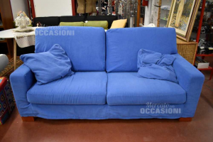 Sofa Cts In Stoff Blau Abnehmbarer Bezug 3 Sitzplätze 190 Cm