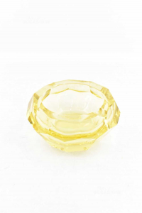 Aschenbecher Aus Kristall Gelb 13 Cm Durchmesser (defekt Gechipt)