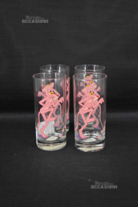 Glasses Panther Pink 4 Pieces H 15 Cm