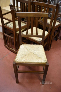 Wooden Chair With Sitting In Straw New