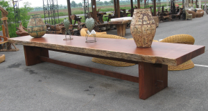 Tavolo in legno di merbau asse unica con spessore cm 11