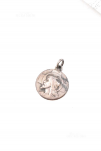 Necklace Pendant Of Jesus Silver 800 Diameter 1.5 Cm