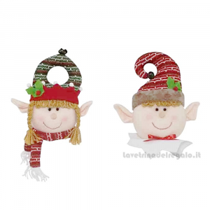 Elfo colorato in tessuto (due modelli assortiti) 28 cm - Natale