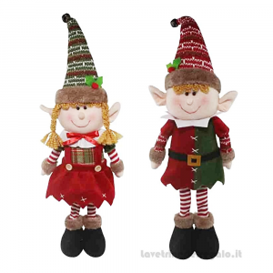 Elfo colorato in piedi in tessuto (due modelli assortiti) 57 cm - Natale