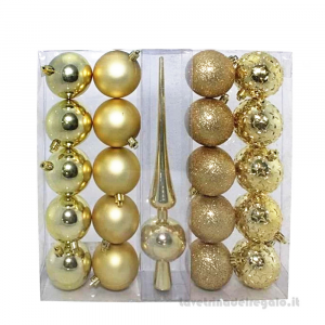Palline di Natale oro con puntale in scatola 6 cm - 20 PEZZI - Natale