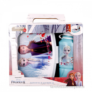 Portapranzo e borraccia Frozen II per bimbe in plastica - Idee Regalo