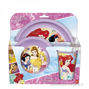 Set pappa con piatti e bicchieri Principesse Disney per bimbe in plastica - Idee Regalo