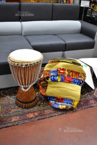 Bongo Wood And Leather Original African 62x35 Cm With Case