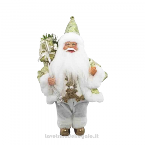 Babbo Natale in piedi con giacca dorata 30 cm - Natale