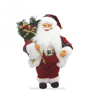 Babbo Natale in piedi con giacca scozzese 30 cm - Natale