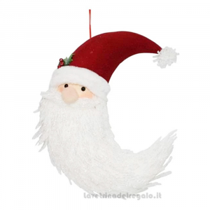 Faccia Babbo Natale peluche da appendere in stoffa 32x6x42 cm - Natale