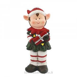 Elfo Natalizio luminoso con pacco regalo modelli assortiti in terracotta 18 cm - Natale