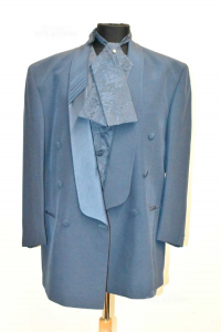Completo Uomo Carlo Pignatelli Blu Giacca Pantalone Gilèt E Cravatta Tg. 50