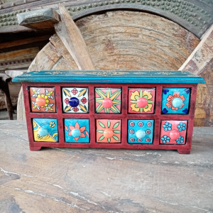 Porta Spezie / Porta Gioie indiano con cassetti in ceramica # 2