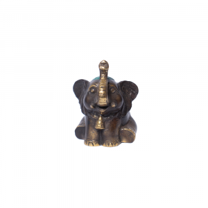 Statuetta in ottone elefantino seduto con campanellino # DS3