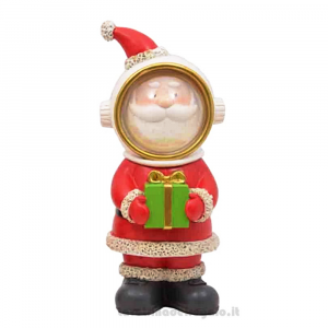 Babbo Natale Astronauta decorativo con pacco dono 11x10,5x25 cm - Natale