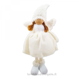 Bambolina fatina bianca in stoffa 14x9x35 cm - Natale