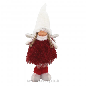 Bambolina fatina bianca e rossa in stoffa 42 cm - Natale