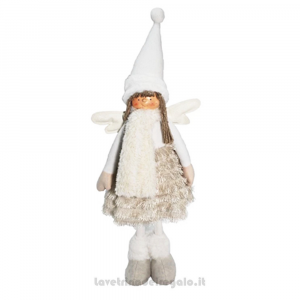Bambolina fatina bianca e beige in stoffa 57 cm - Natale