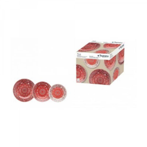 Tognana Vela West Confezione Di Tavola 18 Pezzi Rosso Natalizio In Porcellana Stile Natalizio