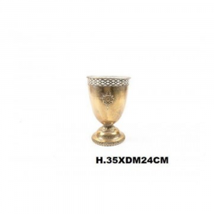 Mercury Coppa Colore Oro e Bianco In Metallo Con Decorazione In Rilievo 35x24 Cm Casa Natale