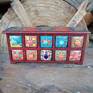 Porta Spezie / Porta Gioie indiano con cassetti in ceramica # 8