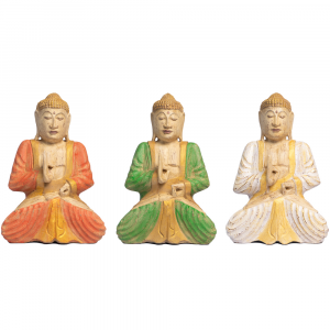 Statua Buddha seduto in legno di albasia 