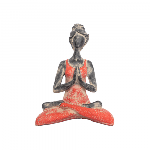 Statua Donna Yoga con vestito rosso in resina  #AB55